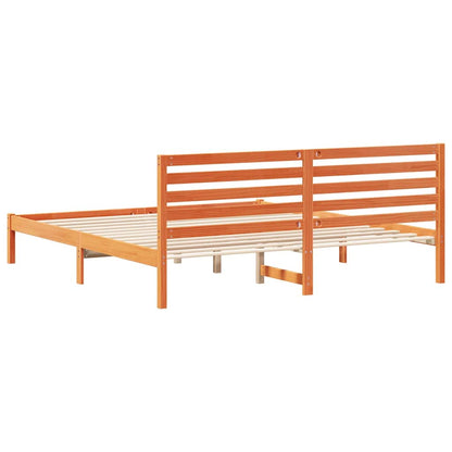 vidaXL Bed Frame with Headboard Wax Brown 180 x 200 cm Solid Pine Wood
