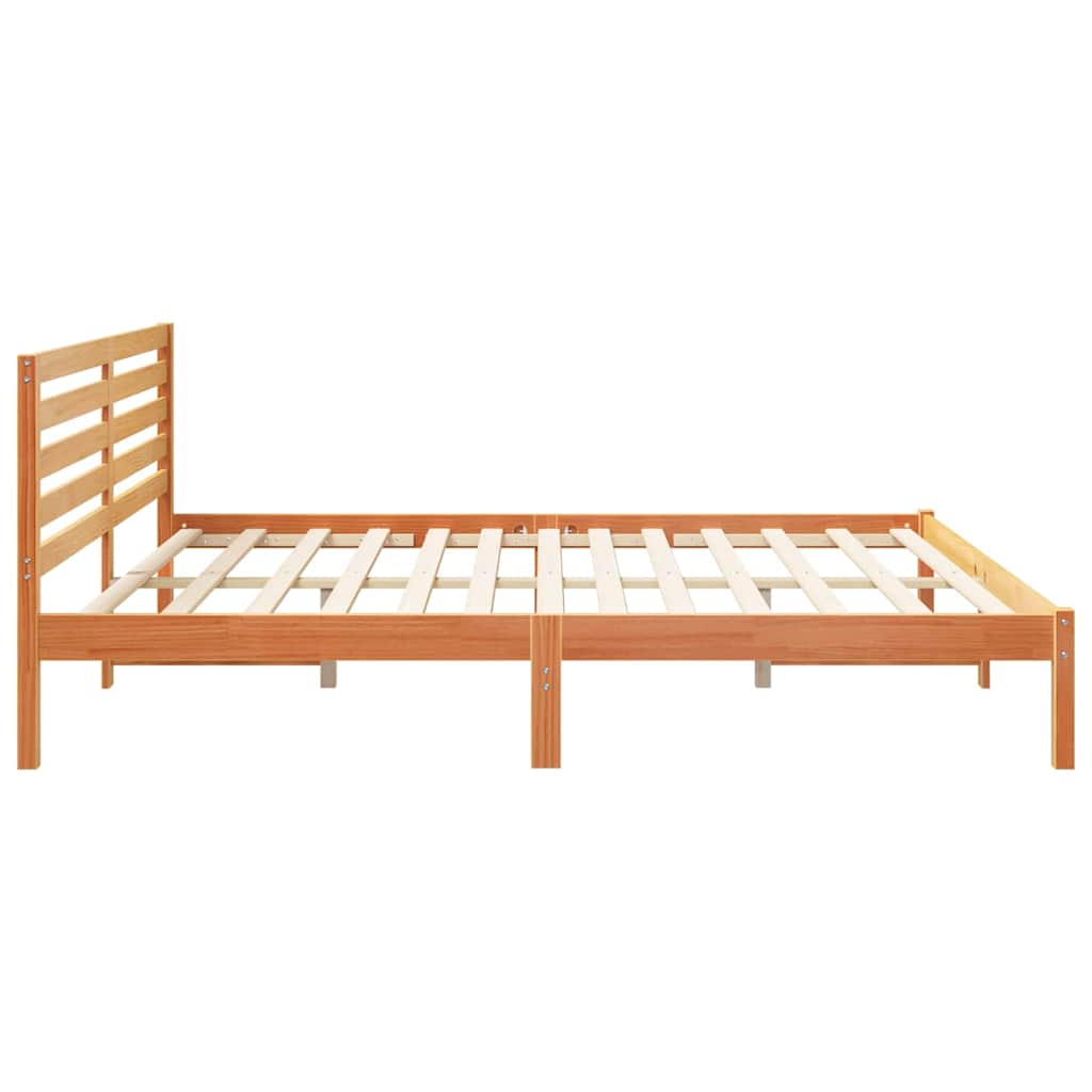 vidaXL Bed Frame with Headboard Wax Brown 180 x 200 cm Solid Pine Wood
