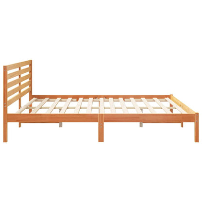 vidaXL Bed Frame with Headboard Wax Brown 180 x 200 cm Solid Pine Wood
