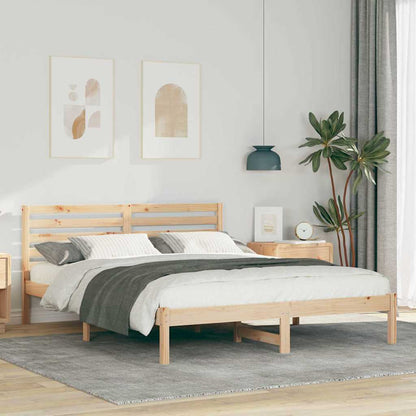 vidaXL Bed Frame with Headboard Brown 160 x 200 cm Solid Pine Wood