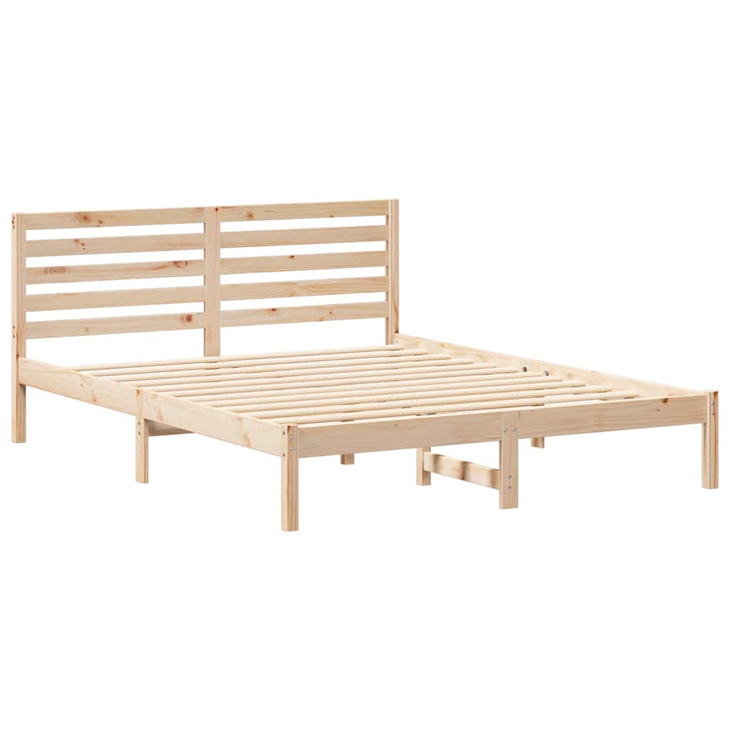 vidaXL Bed Frame with Headboard Brown 160 x 200 cm Solid Pine Wood