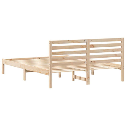 vidaXL Bed Frame with Headboard Brown 160 x 200 cm Solid Pine Wood