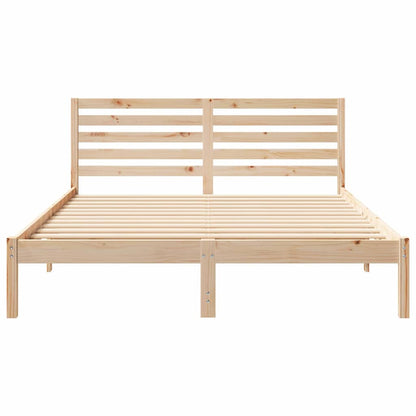 vidaXL Bed Frame with Headboard Brown 160 x 200 cm Solid Pine Wood