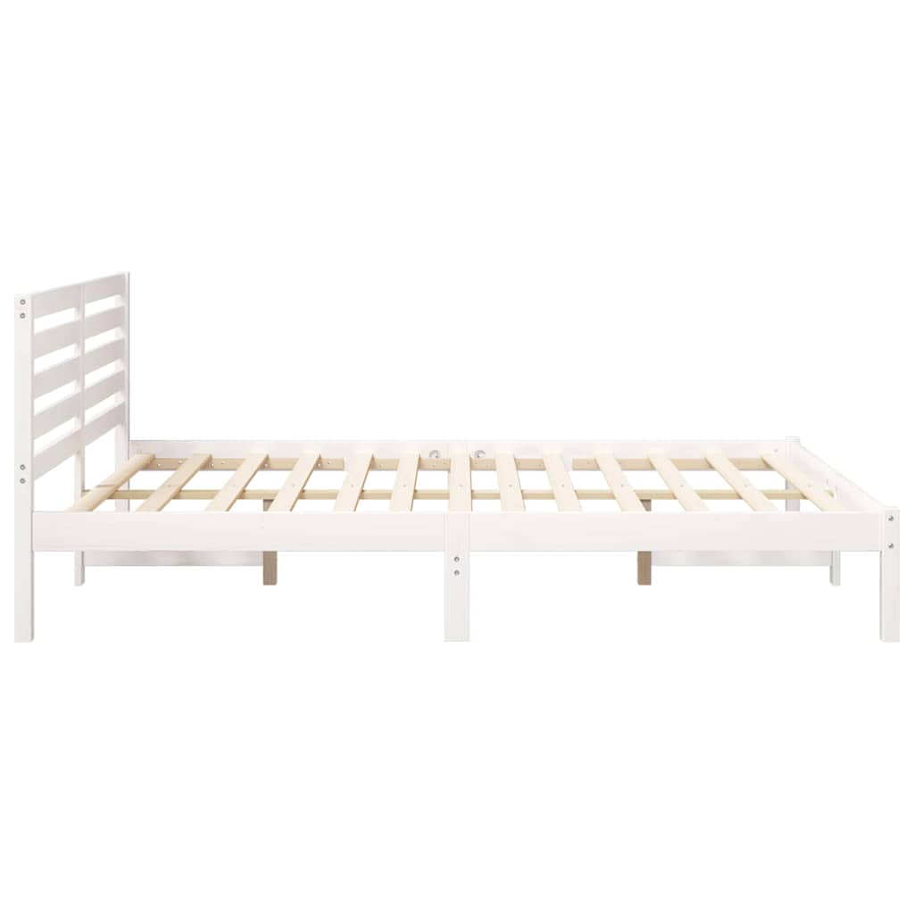 vidaXL Bed Frame with Headboard White 160 x 200 cm Solid Pine Wood