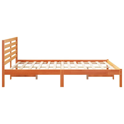 vidaXL Bed Frame with Headboard Wax Brown 160 x 200 cm Solid Pine Wood
