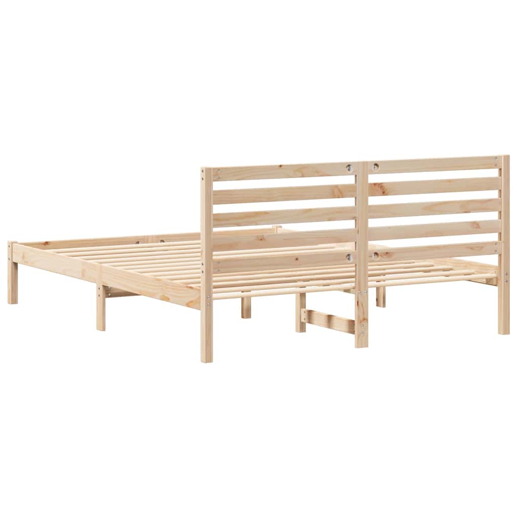 vidaXL Bed Frame with Headboard Brown 150 x 200 cm Solid Pine Wood