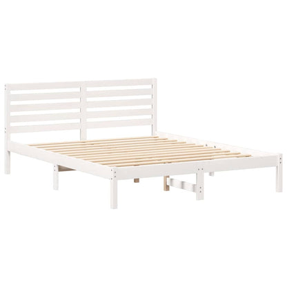 vidaXL Bed Frame with Headboard White 150 x 200 cm Solid Pine Wood
