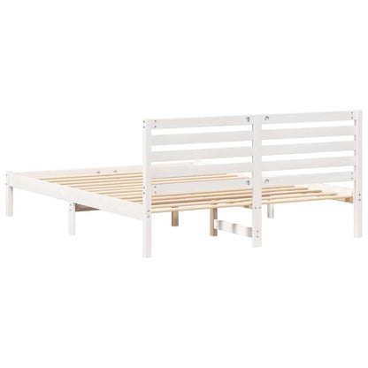 vidaXL Bed Frame with Headboard White 150 x 200 cm Solid Pine Wood
