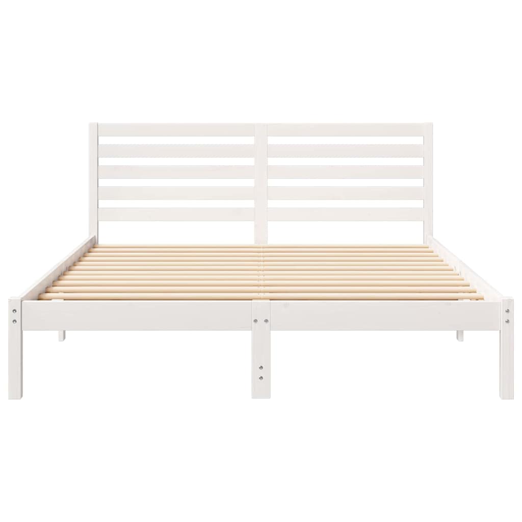 vidaXL Bed Frame with Headboard White 150 x 200 cm Solid Pine Wood