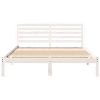 vidaXL Bed Frame with Headboard White 150 x 200 cm Solid Pine Wood