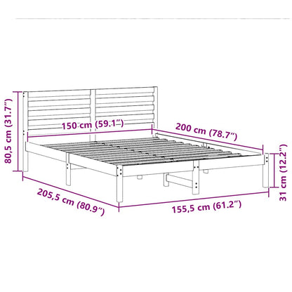vidaXL Bed Frame with Headboard White 150 x 200 cm Solid Pine Wood