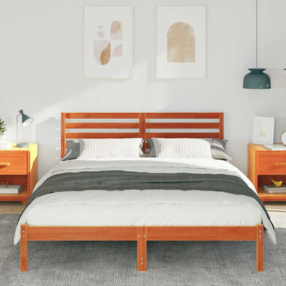 vidaXL Bed Frame with Headboard Wax Brown 150 x 200 cm Solid Pine Wood