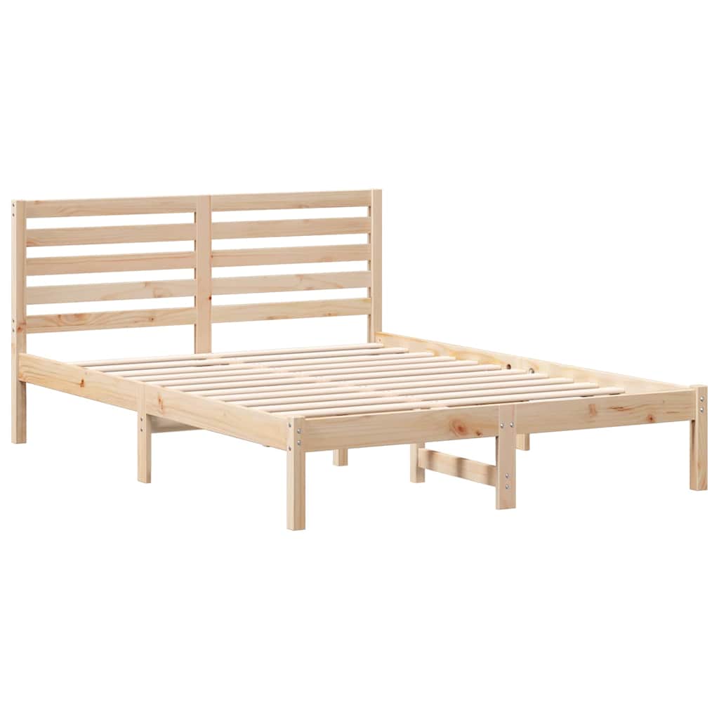 vidaXL Bed Frame with Headboard Brown 120 x 200 cm Solid Pine Wood