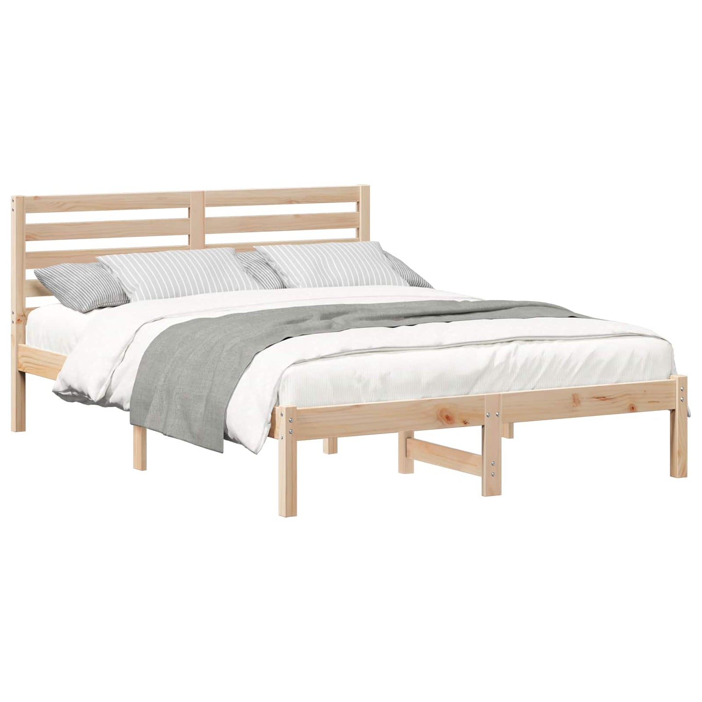 vidaXL Bed Frame with Headboard Brown 120 x 190 cm Solid Pine Wood