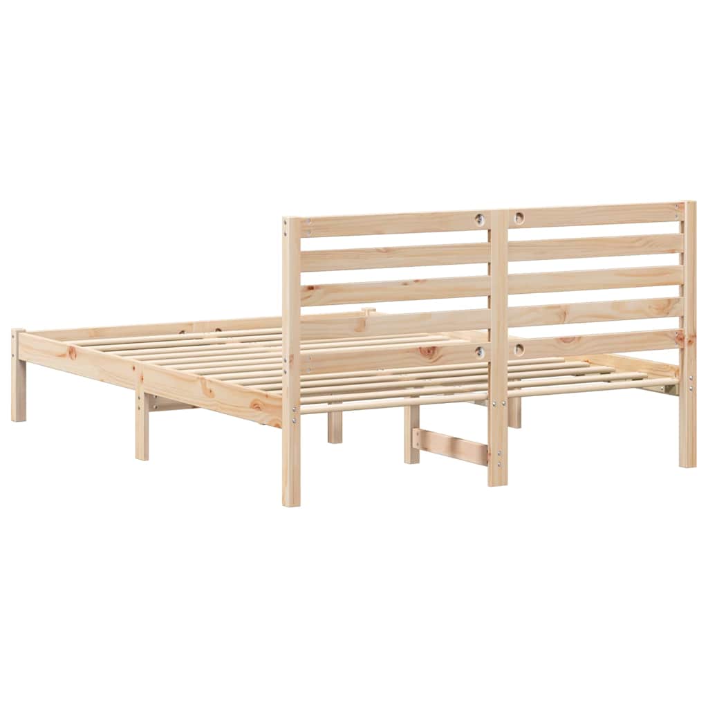 vidaXL Bed Frame with Headboard Brown 120 x 190 cm Solid Pine Wood