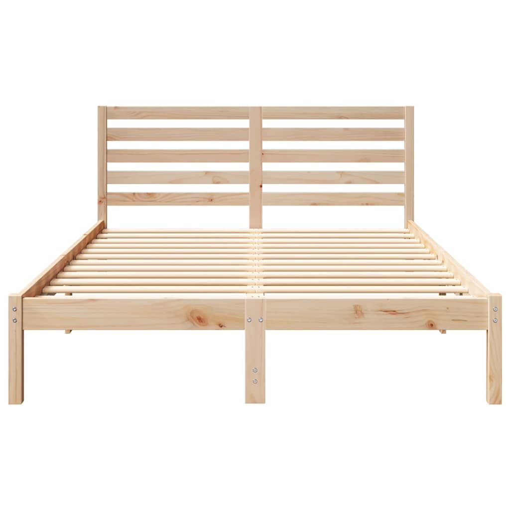 vidaXL Bed Frame with Headboard Brown 120 x 190 cm Solid Pine Wood