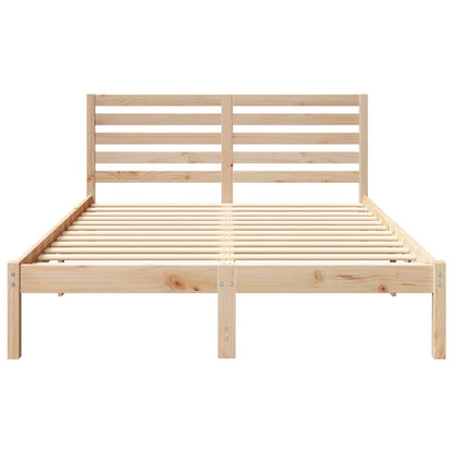 vidaXL Bed Frame with Headboard Brown 120 x 190 cm Solid Pine Wood