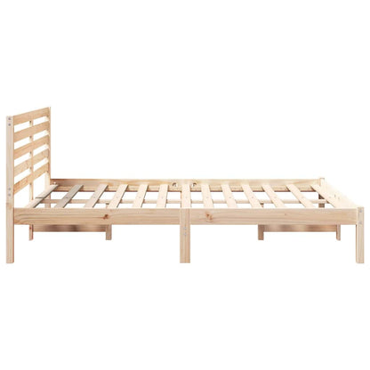 vidaXL Bed Frame with Headboard Brown 120 x 190 cm Solid Pine Wood