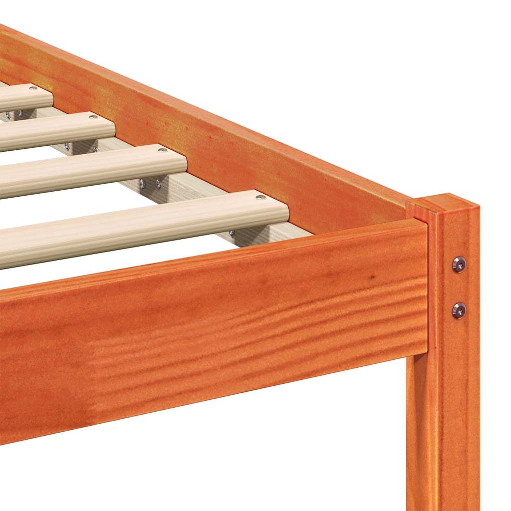 vidaXL Bed Frame with Headboard Wax Brown 120 x 190 cm Solid Pine Wood