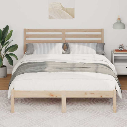 vidaXL Bed Frame with Headboard Brown 140 x 190 cm Solid Pine Wood