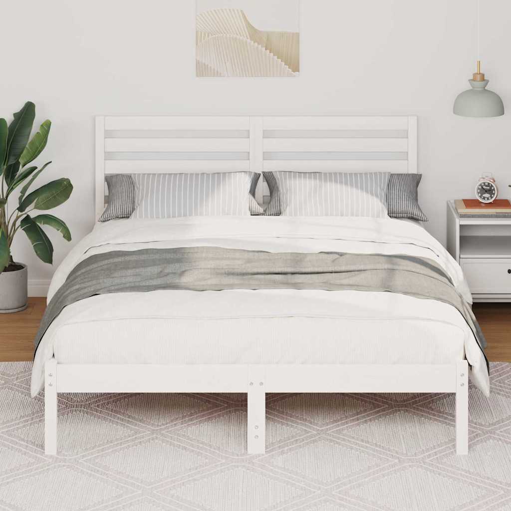 vidaXL Bed Frame with Headboard White 140 x 190 cm Solid Pine Wood