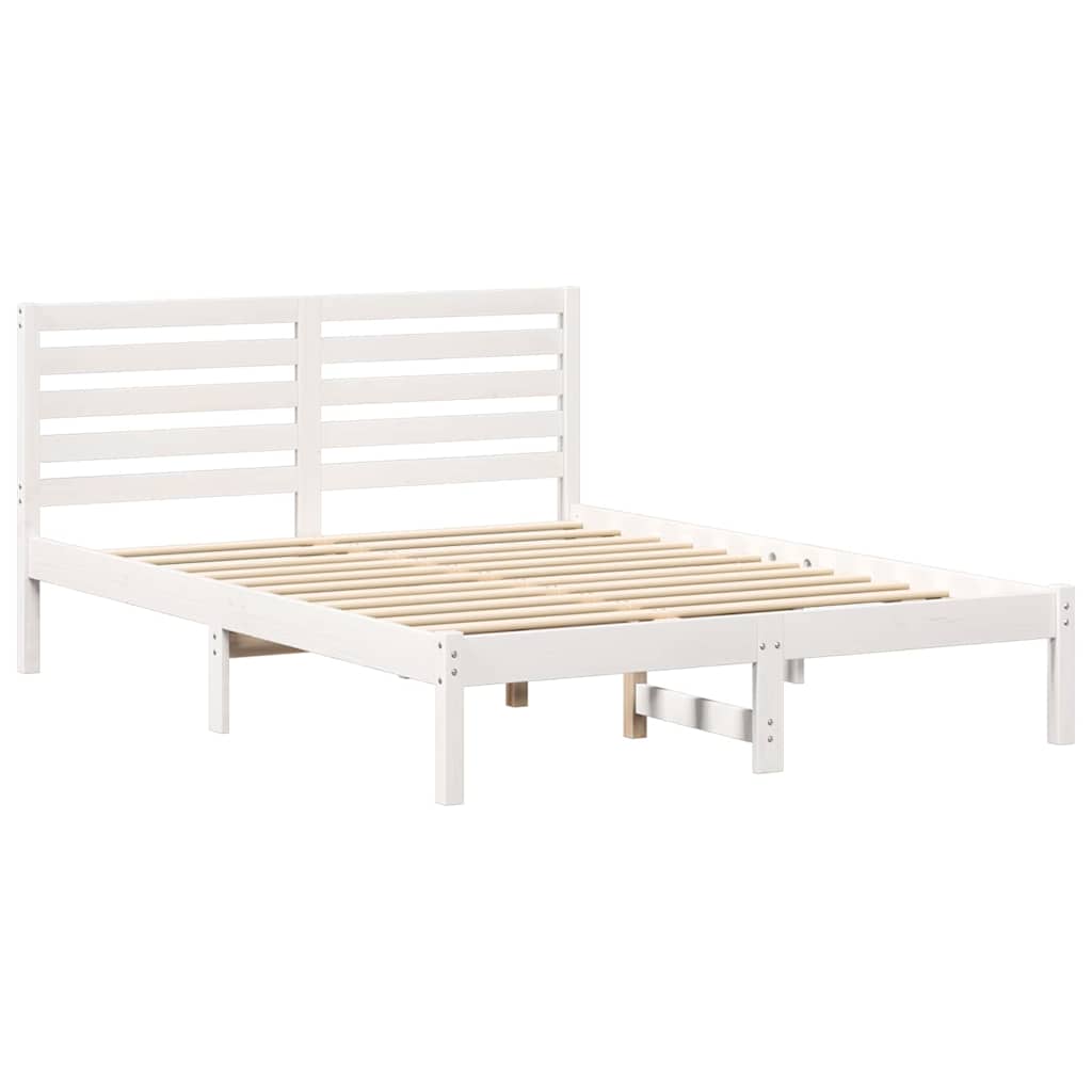 vidaXL Bed Frame with Headboard White 140 x 190 cm Solid Pine Wood