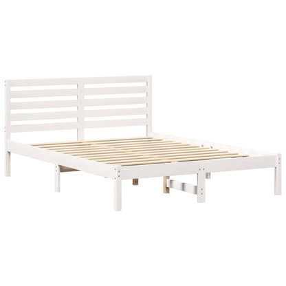 vidaXL Bed Frame with Headboard White 140 x 190 cm Solid Pine Wood