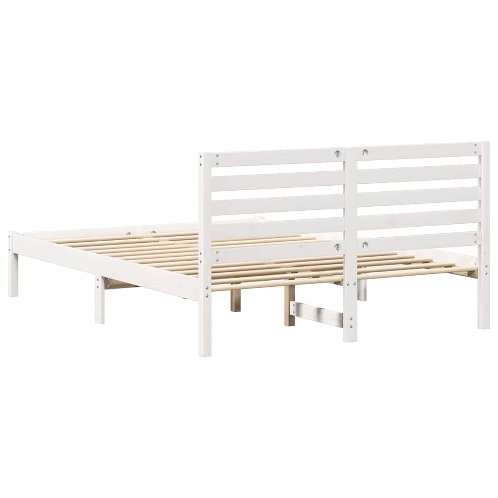 vidaXL Bed Frame with Headboard White 140 x 190 cm Solid Pine Wood