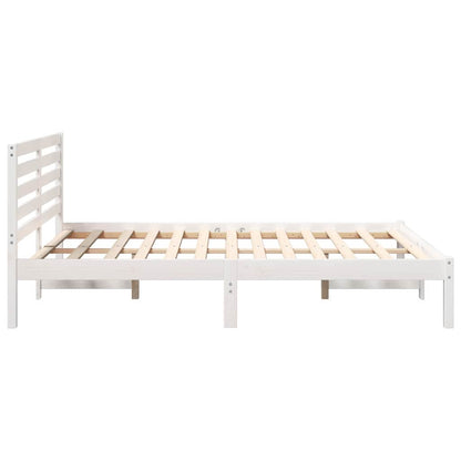 vidaXL Bed Frame with Headboard White 140 x 190 cm Solid Pine Wood