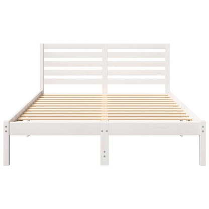 vidaXL Bed Frame with Headboard White 135 x 190 cm Solid Pine Wood
