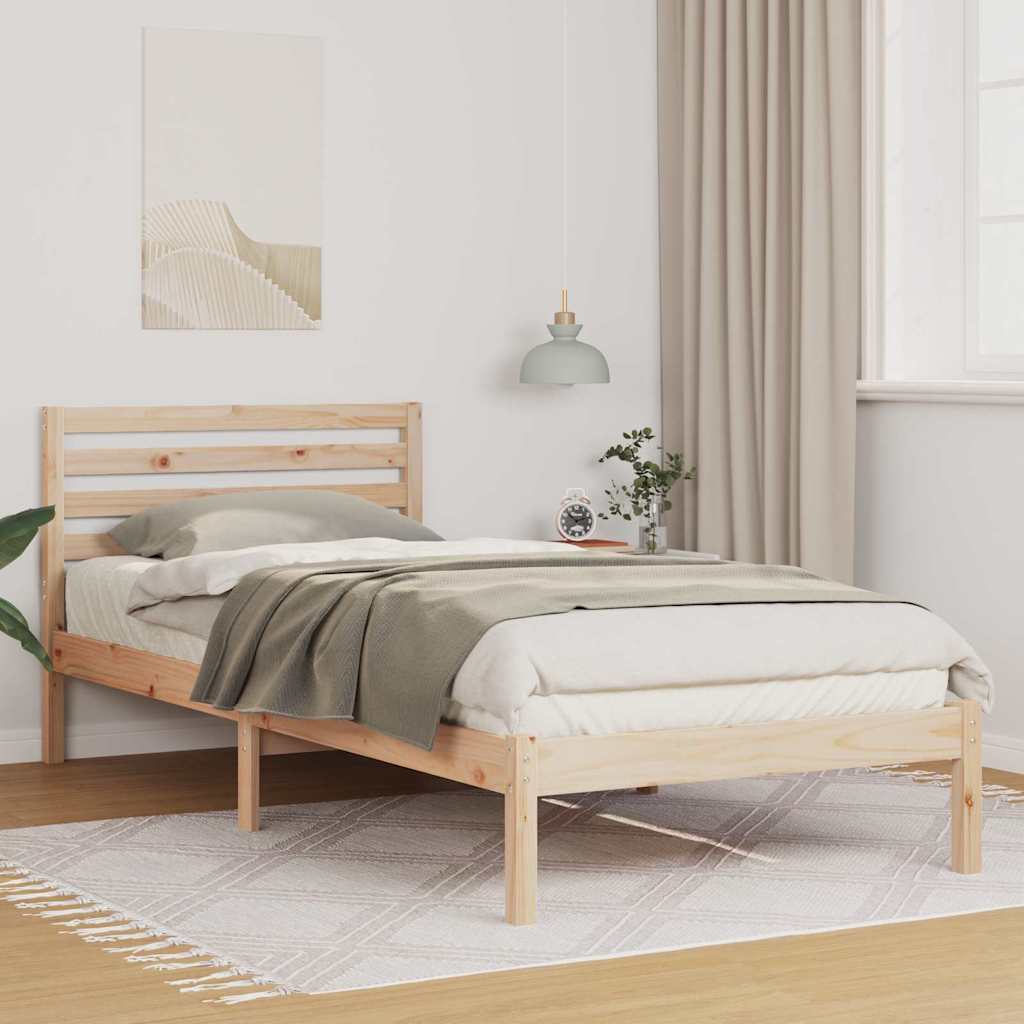 vidaXL Bed Frame with Headboard Brown 80 x 210 cm Solid Pine Wood
