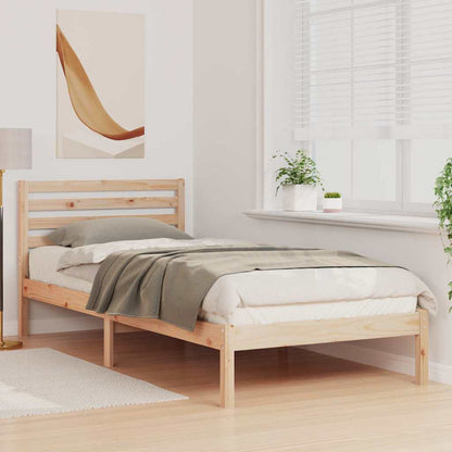 vidaXL Bed Frame with Headboard Brown 80 x 210 cm Solid Pine Wood