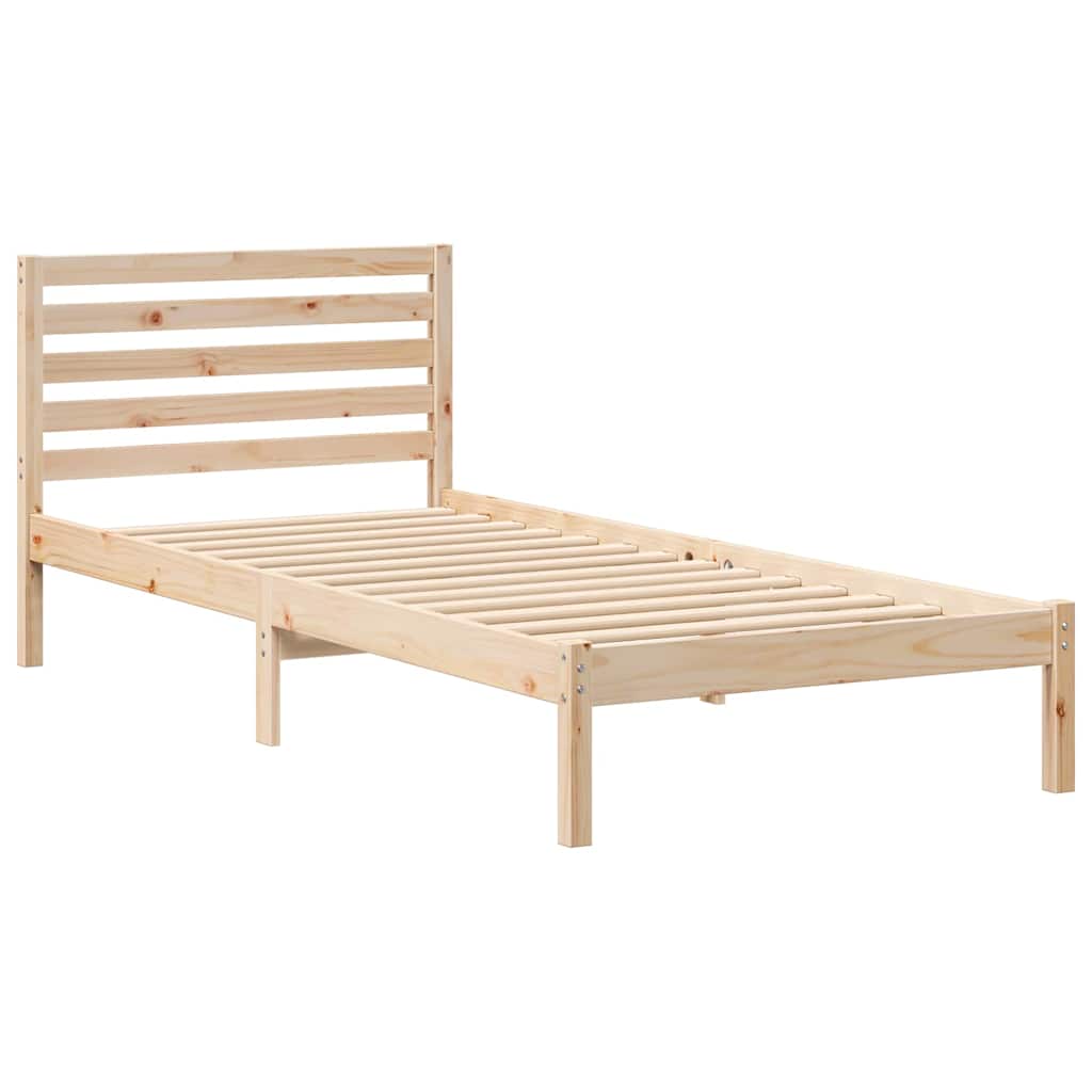 vidaXL Bed Frame with Headboard Brown 80 x 210 cm Solid Pine Wood