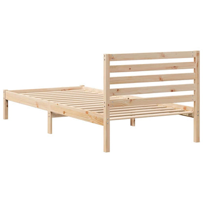 vidaXL Bed Frame with Headboard Brown 80 x 210 cm Solid Pine Wood