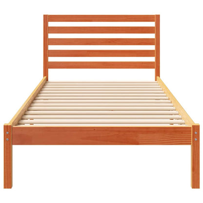 vidaXL Bed Frame with Headboard Wax Brown 80 x 210 cm Solid Pine Wood