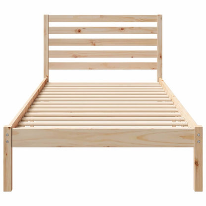 vidaXL Bed Frame with Headboard Brown 90 x 210 cm Solid Pine Wood