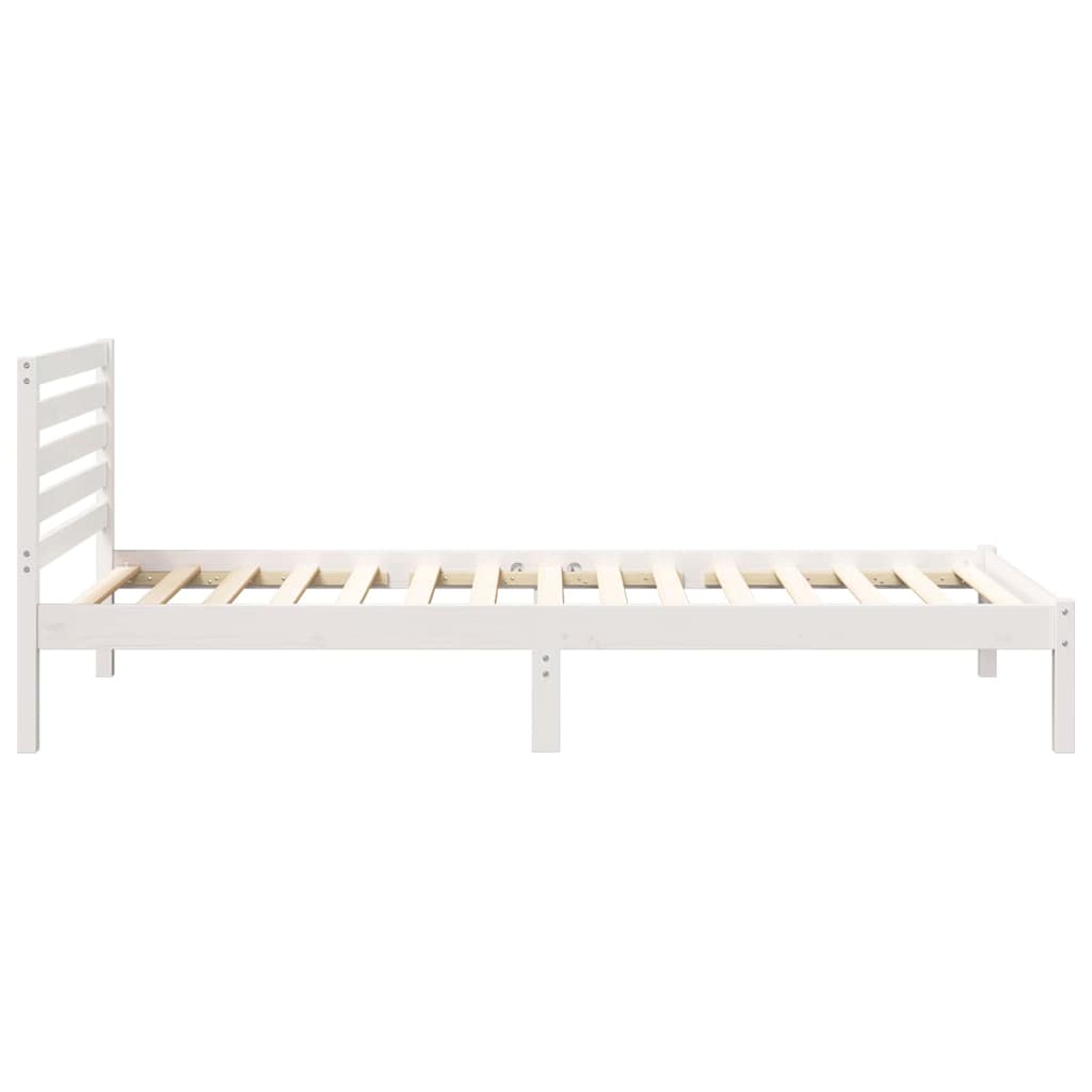 vidaXL Bed Frame with Headboard White 90 x 210 cm Solid Pine Wood