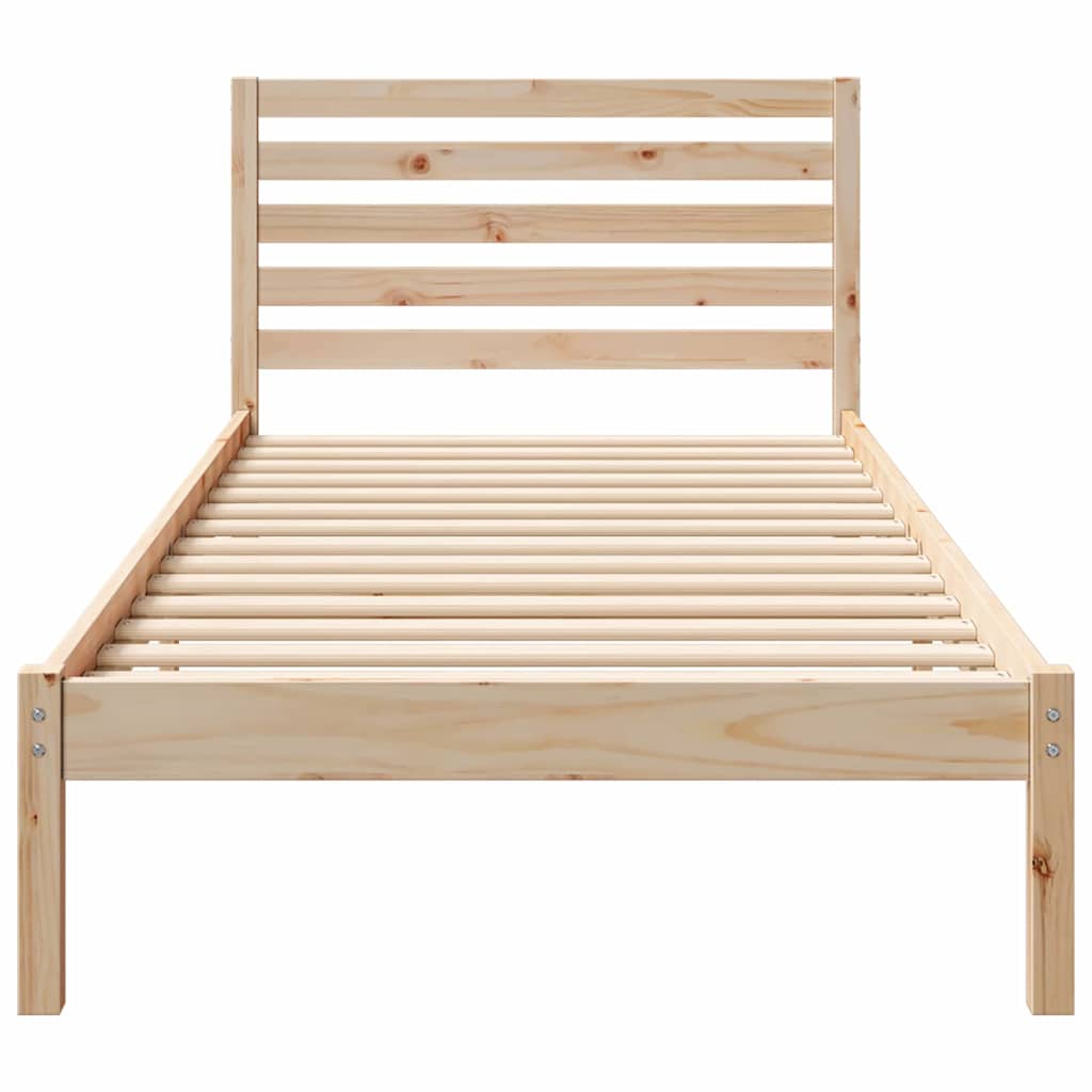 vidaXL Bed Frame with Headboard Brown 100 x 210 cm Solid Pine Wood