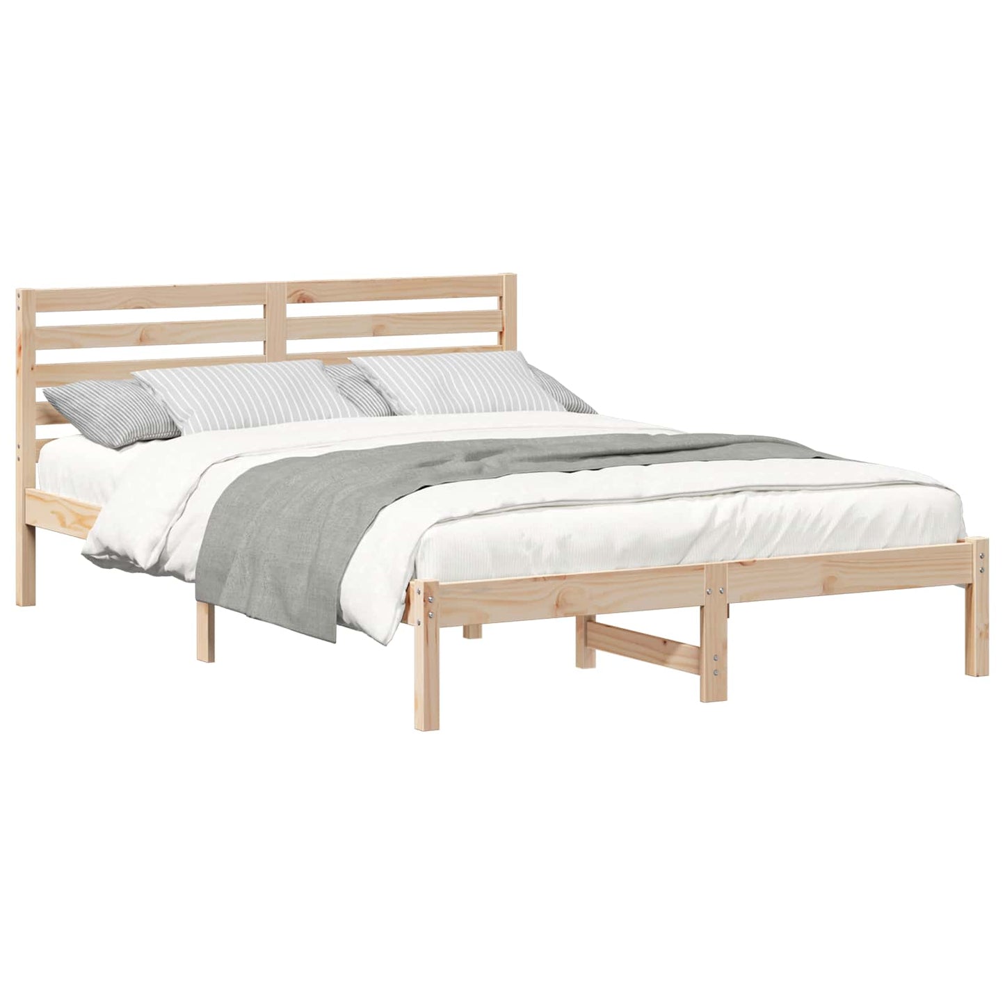 vidaXL Bed Frame with Headboard Brown 140 x 210 cm Solid Pine Wood