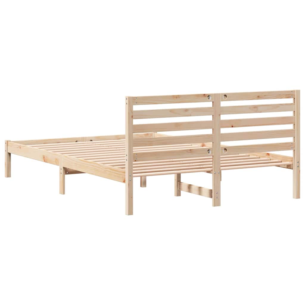 vidaXL Bed Frame with Headboard Brown 140 x 210 cm Solid Pine Wood