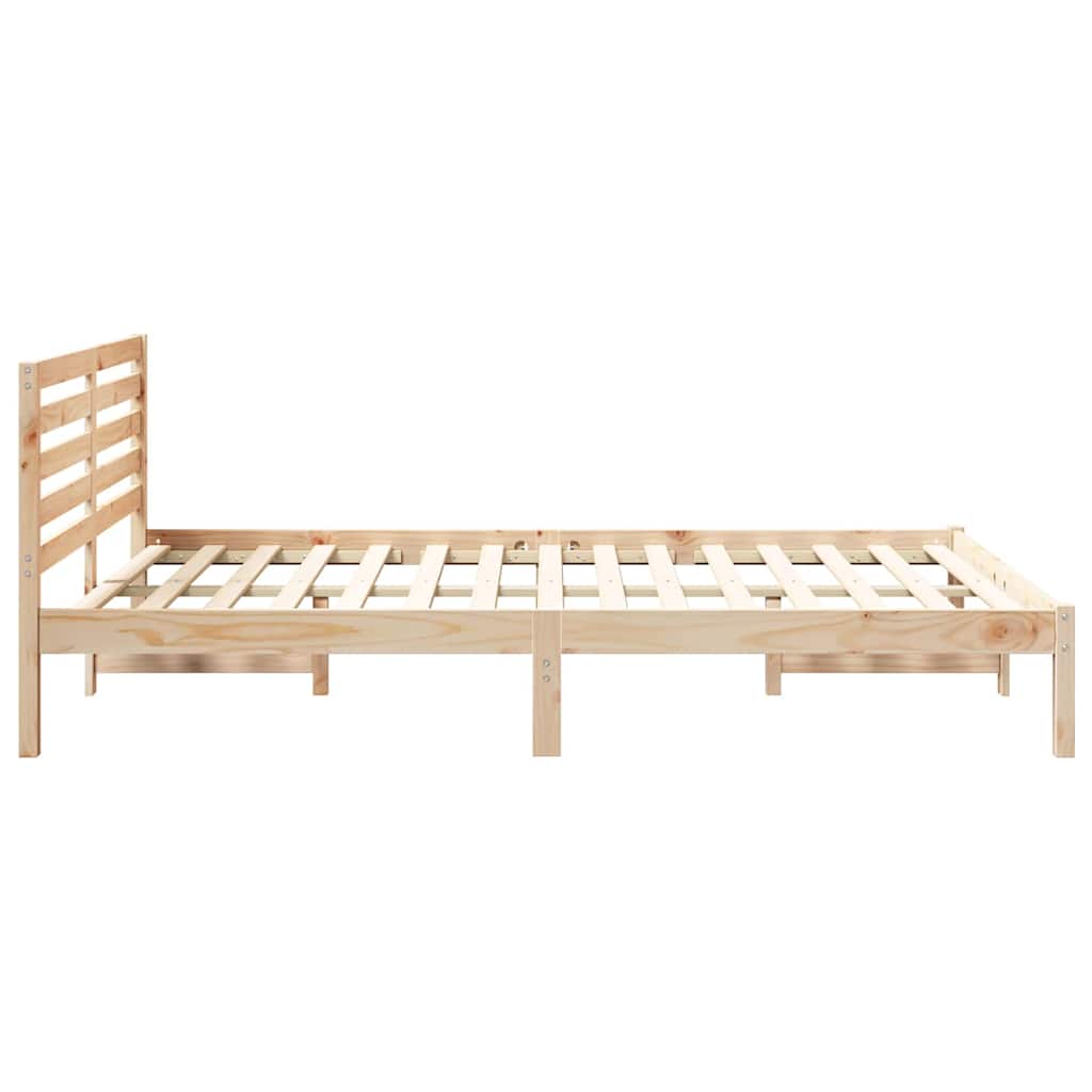 vidaXL Bed Frame with Headboard Brown 140 x 210 cm Solid Pine Wood