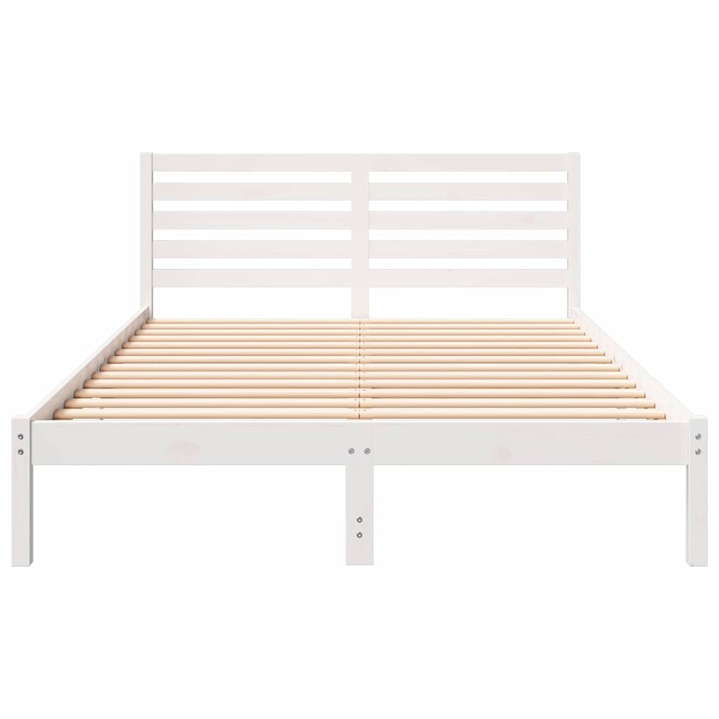 vidaXL Bed Frame with Headboard White 140 x 210 cm Solid Pine Wood