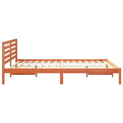 vidaXL Bed Frame with Headboard Wax Brown 160 x 210 cm Solid Pine Wood