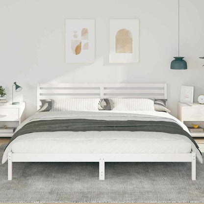vidaXL Bed Frame with Headboard White 180 x 210 cm Solid Pine Wood