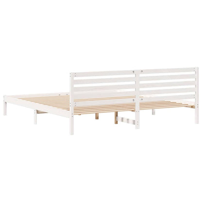 vidaXL Bed Frame with Headboard White 180 x 210 cm Solid Pine Wood