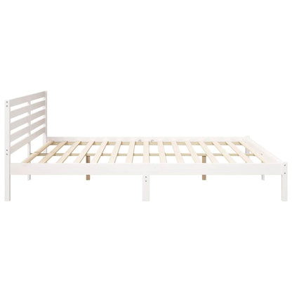 vidaXL Bed Frame with Headboard White 180 x 210 cm Solid Pine Wood