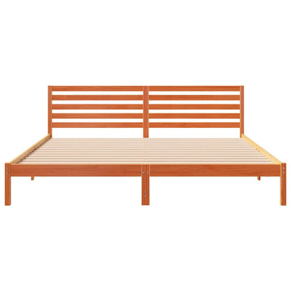 vidaXL Bed Frame with Headboard Wax Brown 180 x 210 cm Solid Pine Wood