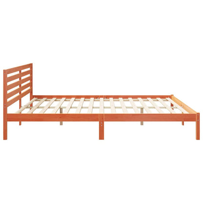 vidaXL Bed Frame with Headboard Wax Brown 180 x 210 cm Solid Pine Wood