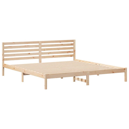 vidaXL Bed Frame with Headboard Brown 200 x 210 cm Solid Pine Wood