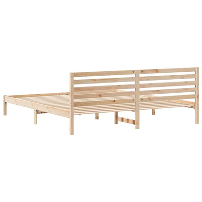 vidaXL Bed Frame with Headboard Brown 200 x 210 cm Solid Pine Wood